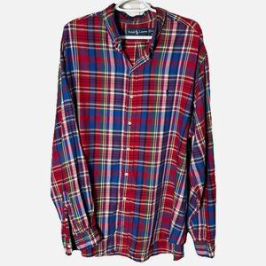 Ralph Lauren Mens XXL Classic Fit Multicolor Plaid Dress Shirt Preppy Colorful